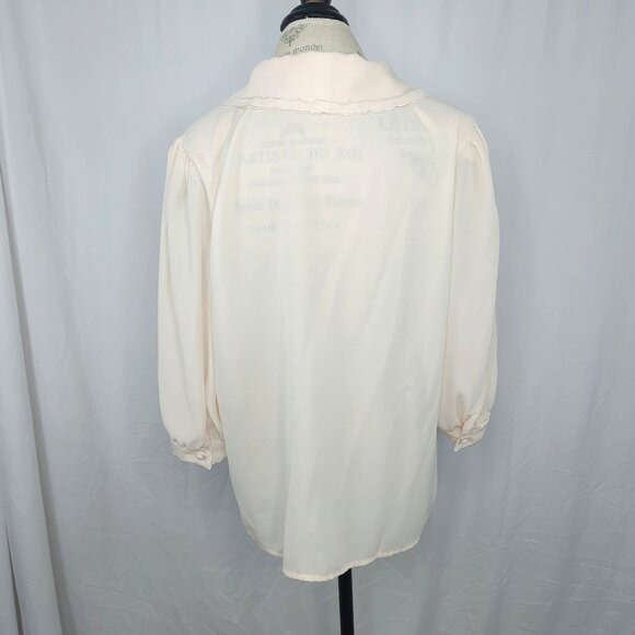 Vintage Josephine Blouse Large Cream Pin Tuck - Picture 6 of 9